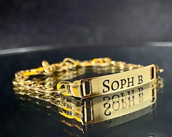14K Gold Filled Baby ID Bracelet Curb Azabache 5.5" • Customize Jewelry • Pulsera para Bebes • Baby Girls Newborn Boys Protection Jewelry