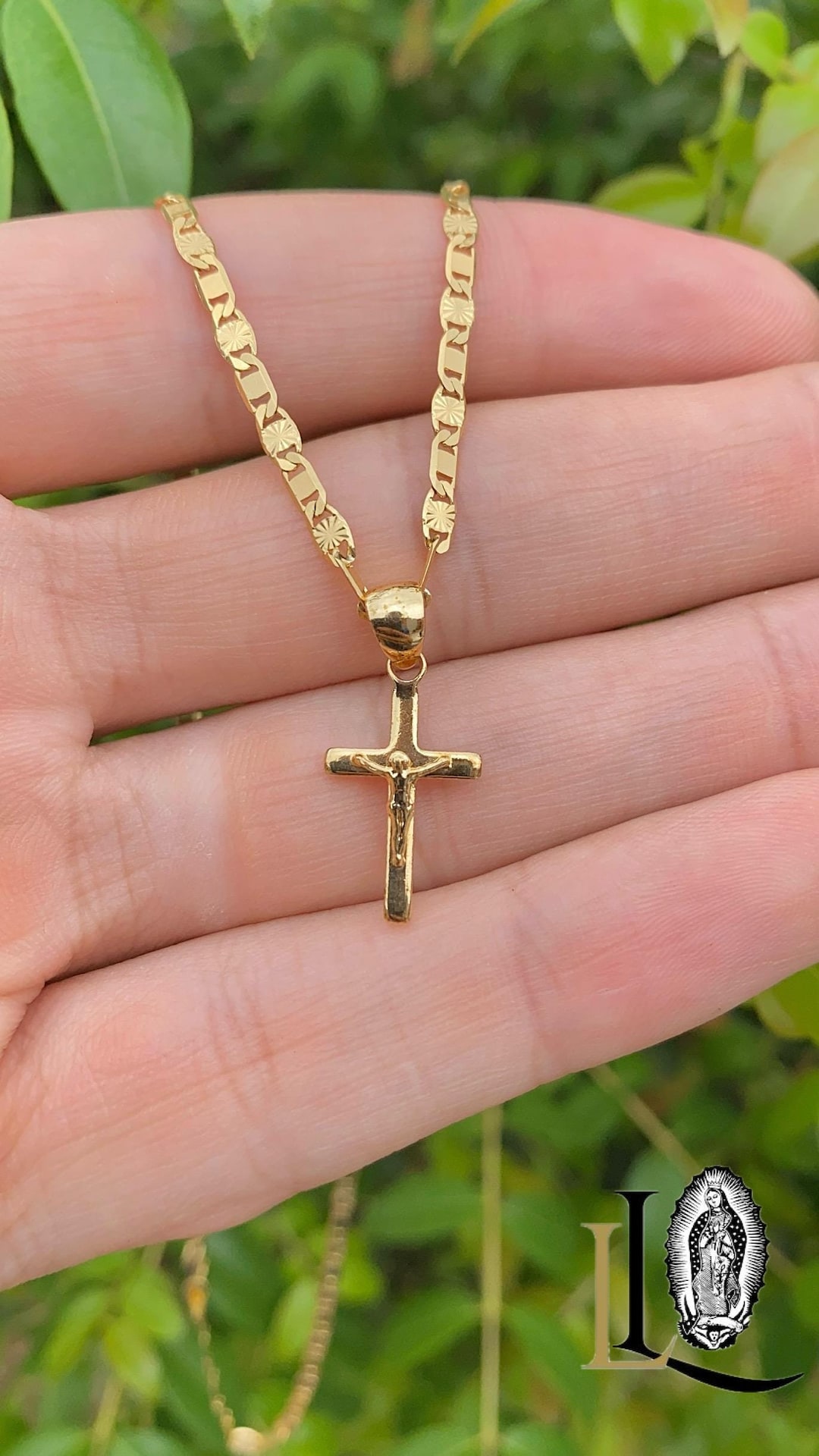 14K Gold Filled Cross Pendant Necklace: Valentino Chain Baptism Gift - Etsy