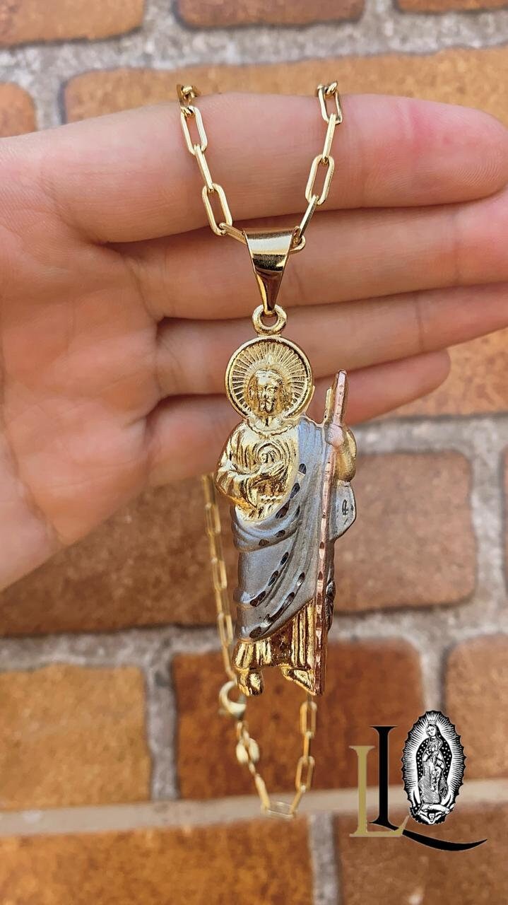 Collar De San Judas Tadeo En Chapa Oro 22k Bautizo Comunión | Envío Gratis
