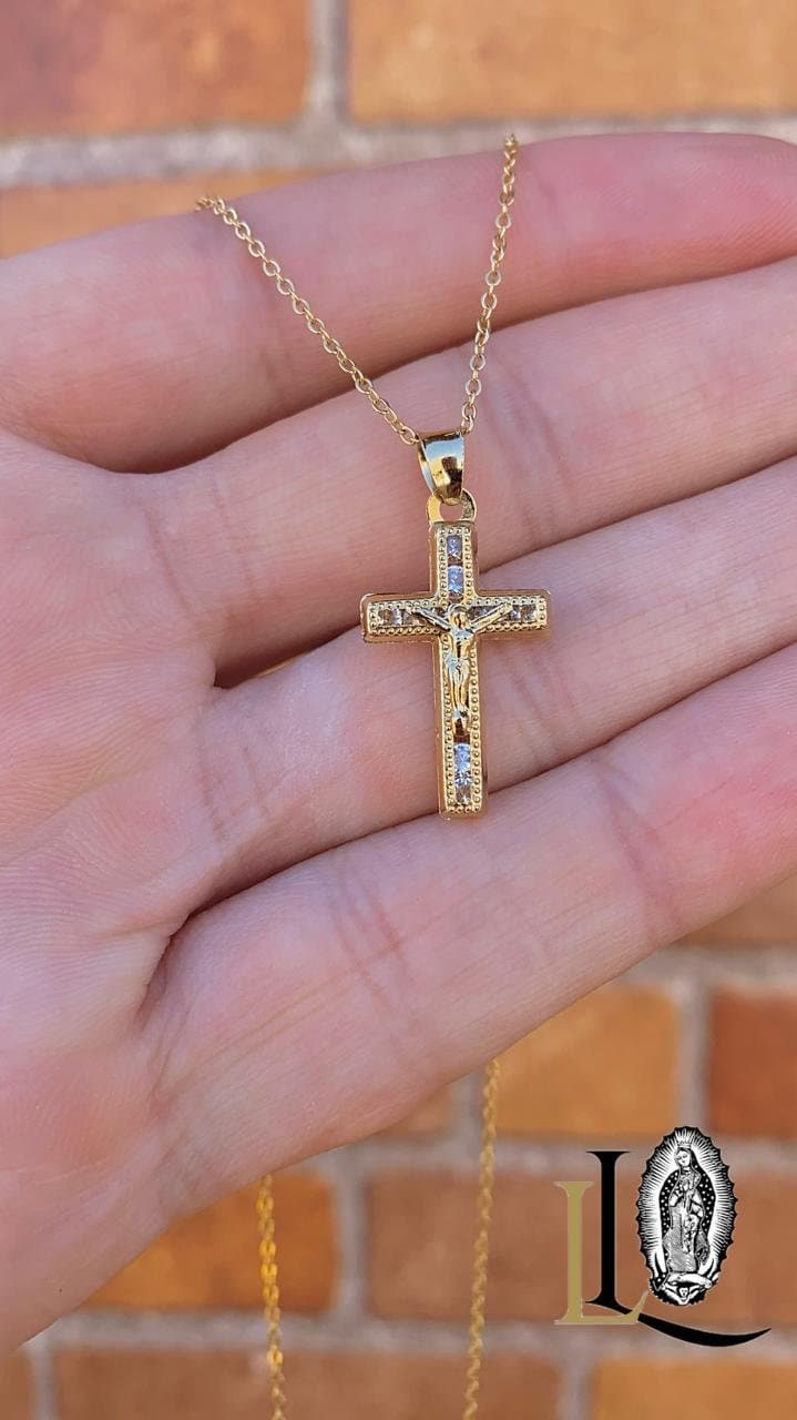 CZ Cross Necklace: 18K Gold Filled Cable Chain - Etsy