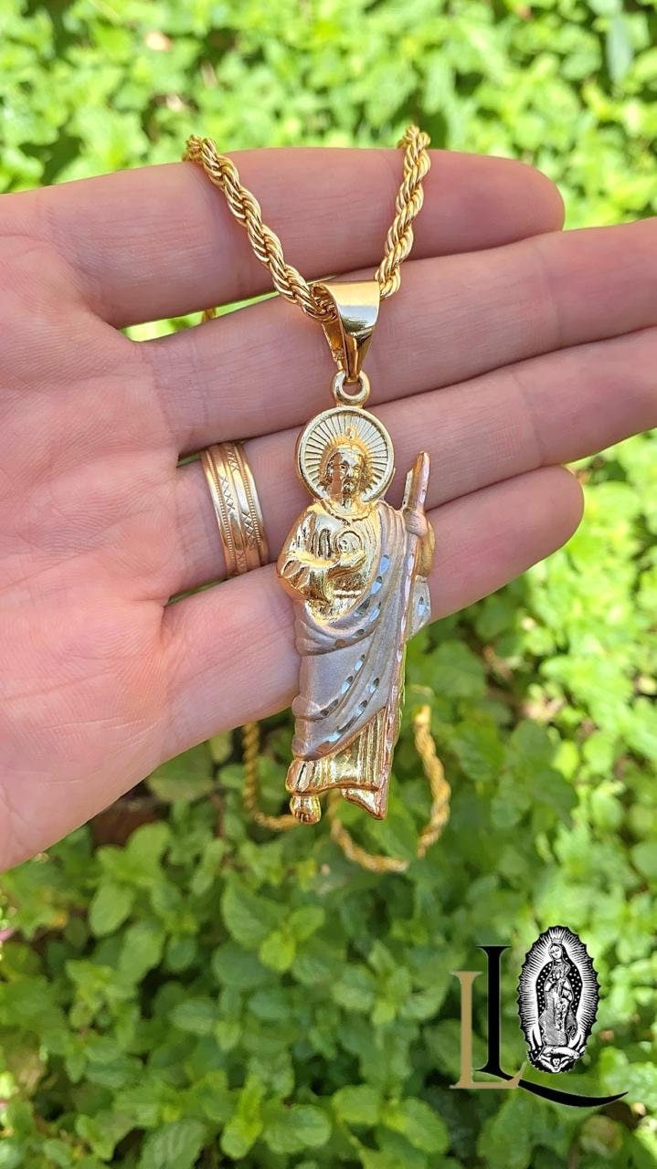 14K Yellow Gold Filled San Judas Necklace for Men • St Jude