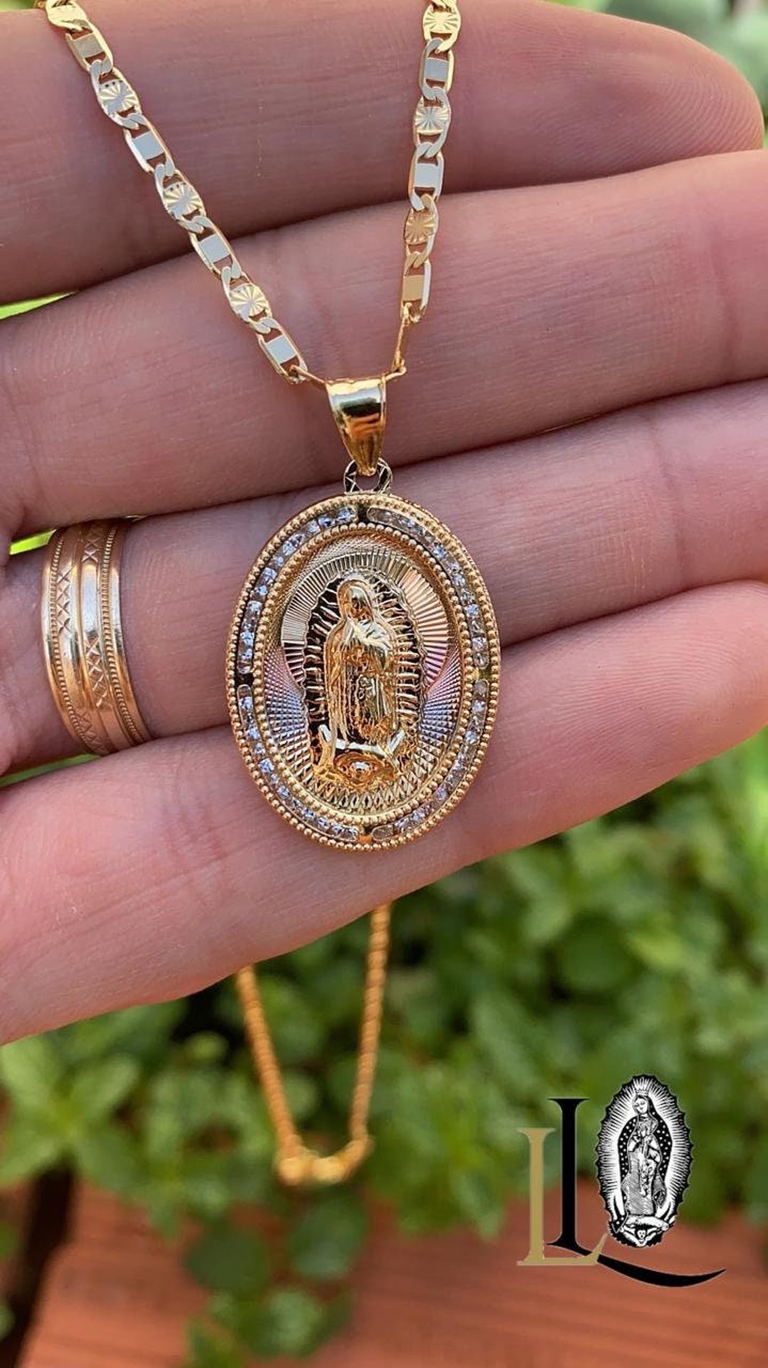 Cadena De La Virgen De Guadalupe Tres Oros, Guadalupe Necklace, Womens