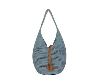 Handgemachte häkeln Hobo Tasche, Slouchy Boho Tote Geldbörse, leichte Sommer Umhängetasche