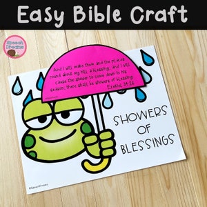 Frog Umbrella Bible Craft: Showers of Blessings Activity (PDF)