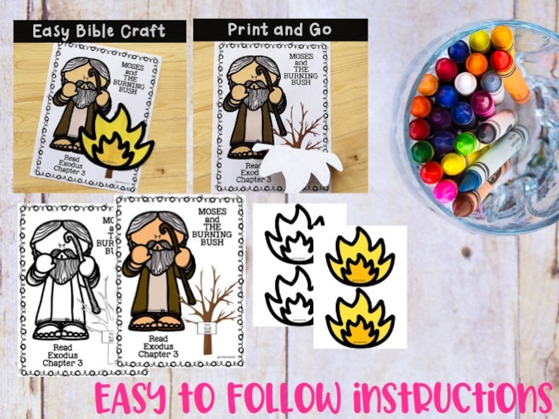 Moses and the Burning Bush Bible Craft | Sunday School | Exodus 3 - Etsy