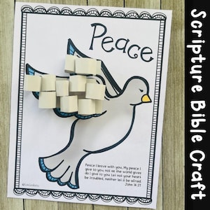 Peace Dove Bible Church Craft John 14:27 Spring and Summer worksheet activities | Bible Verses | Elementary Students and Young Kids