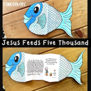 Brote und Fisch Bibelhandwerk für Kinder - Jesus Feeds 5000 Druckbare Aktivität | Sonntagsschulunterricht | Christliche Homeschool-Ressource