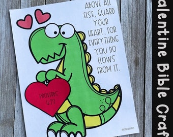 Valentine's Day Dinosaur Bible Craft for Church Kids