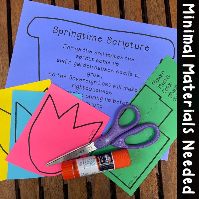 Spring Flowers Bible Craft for Kids Worksheet Activity Scripture Memory ...