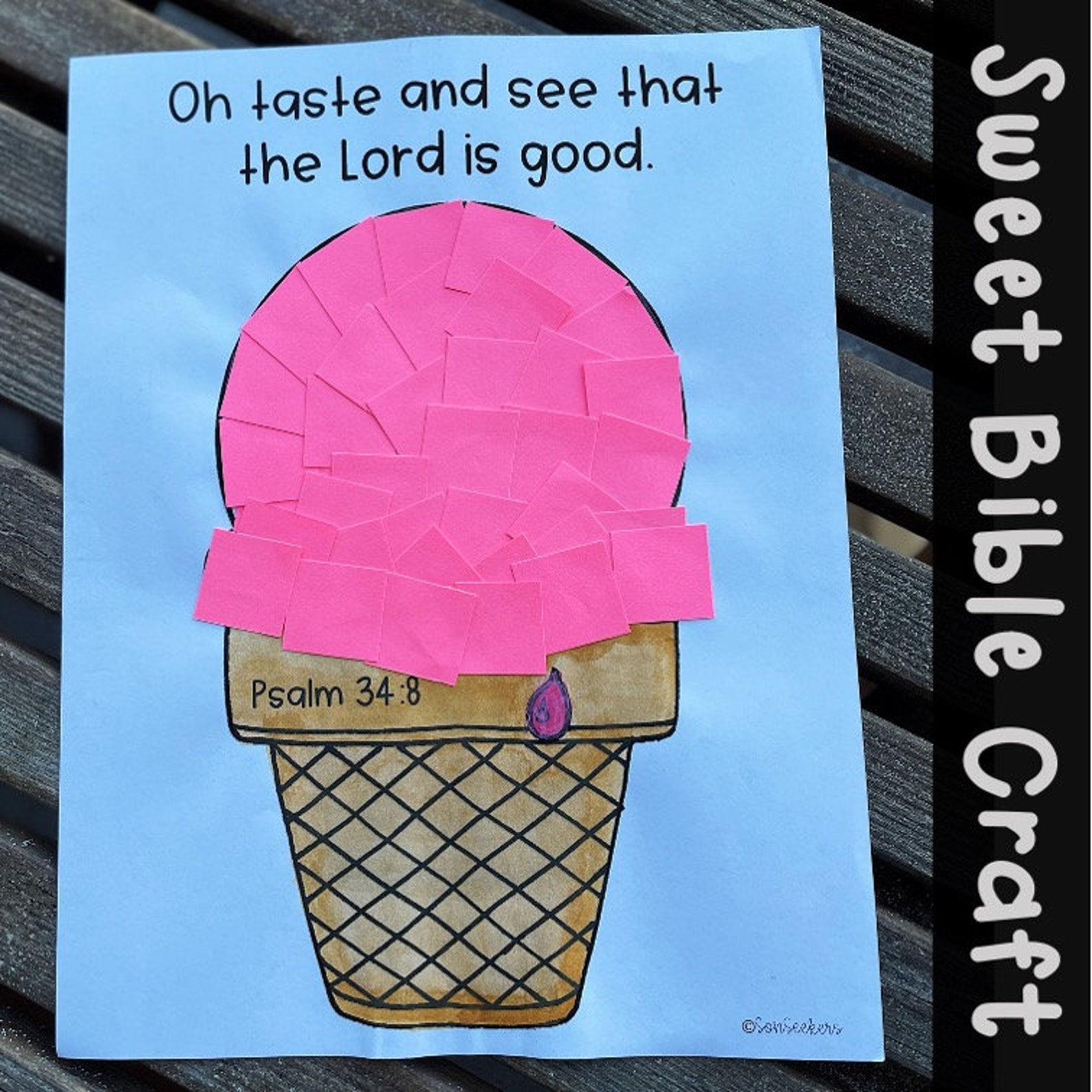 Ice Cream Bible Craft For Kids Psalm 34 Verse 8 Summer Activities Etsy 23rd-psalm-printable