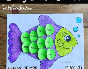 Fish Bible Craft for kids Mark chapter 1 verse 17 Summer | Christian Activities for Children | Youth Ministry | Homeschool Lesson