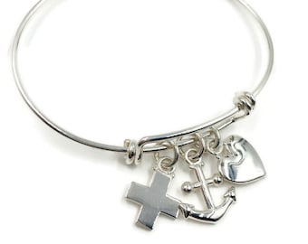 Faith, Hope, Love, and Charity Sterling Silver Bracelet