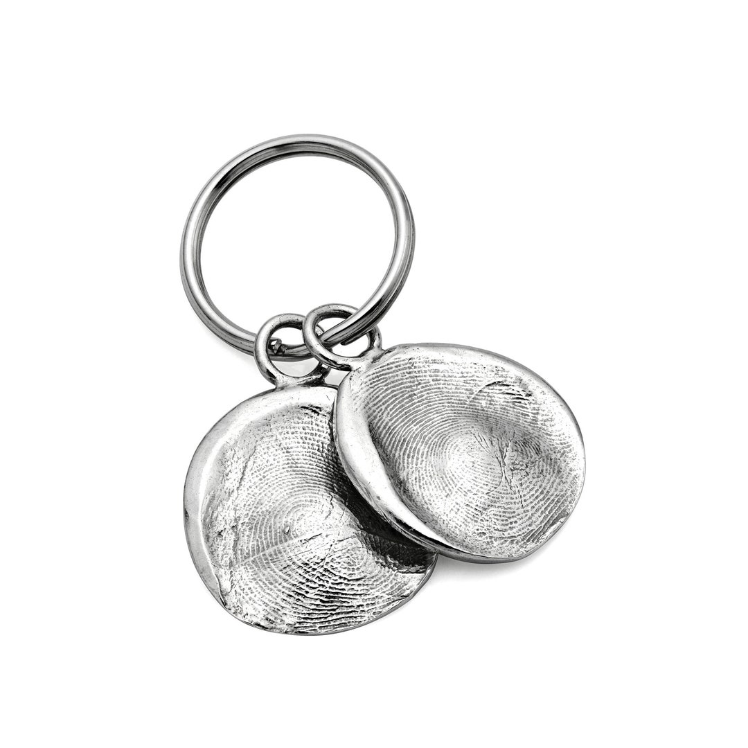 Loveprint Sterling Silver Double Fingerprint Key Ring - Etsy