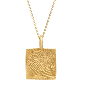 Loveprint 14kt and 18 kt Solid Gold Mini and Small Gold Square Pendant