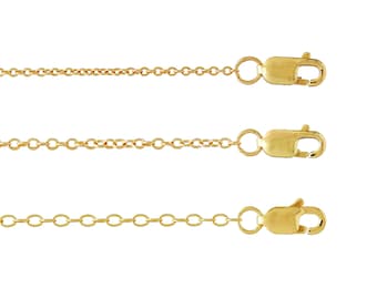 18Kt Solid Gold Cable Chain in 1.25mm. 1.4mm and 1.6mm