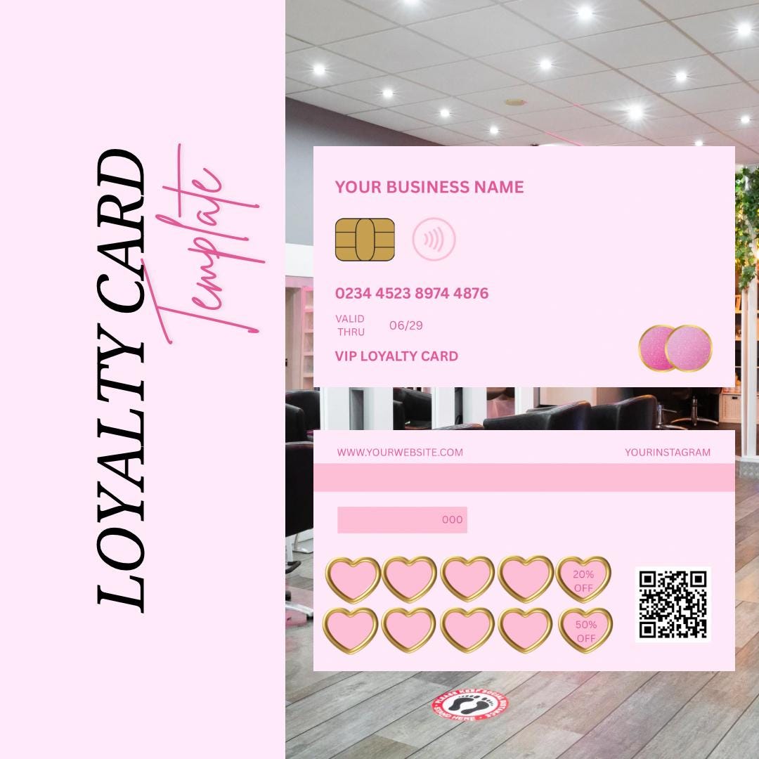 Beauty VIP Loyalty Card Template for Hair, Lashes and Nails Editable in ...