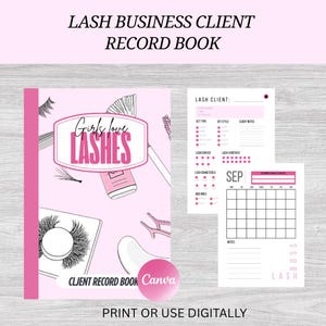 Livret d'enregistrement client Lash Boss | Suivi des rendez-vous avec un artiste pour les cils | Fiches d'informations client, cartographie des cils, notes de suivi et croissance de l'entreprise