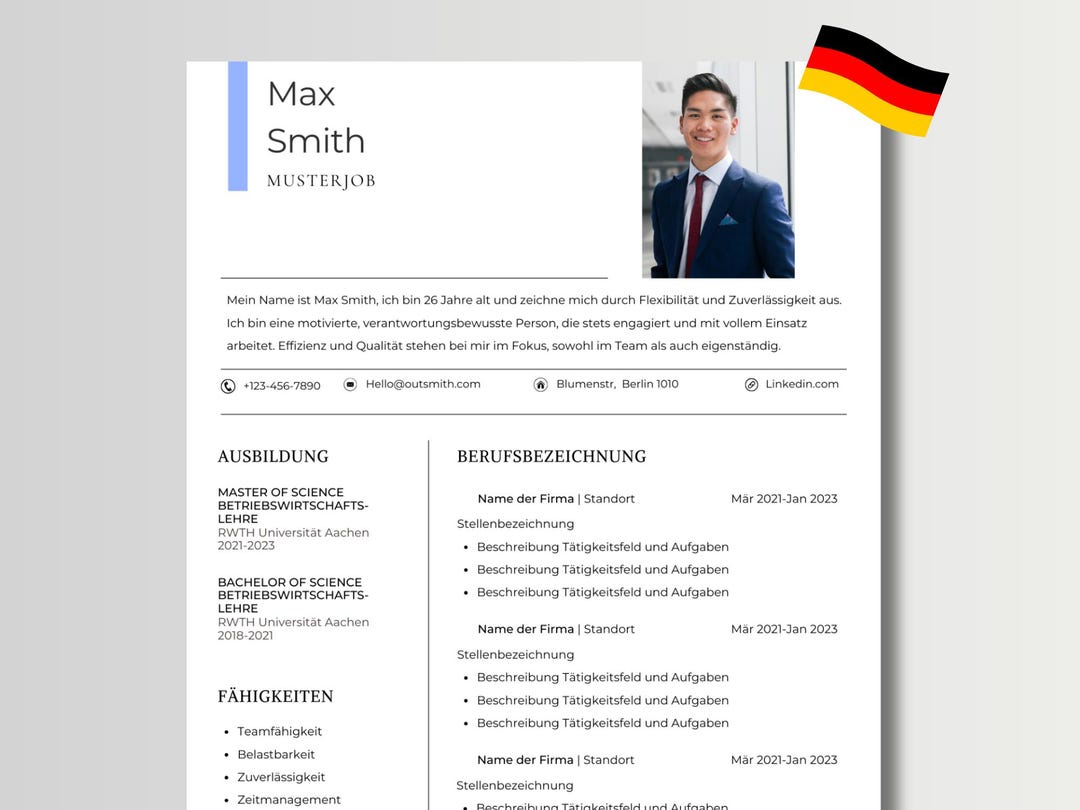 Resume Template Application Template German, Application Templates ...