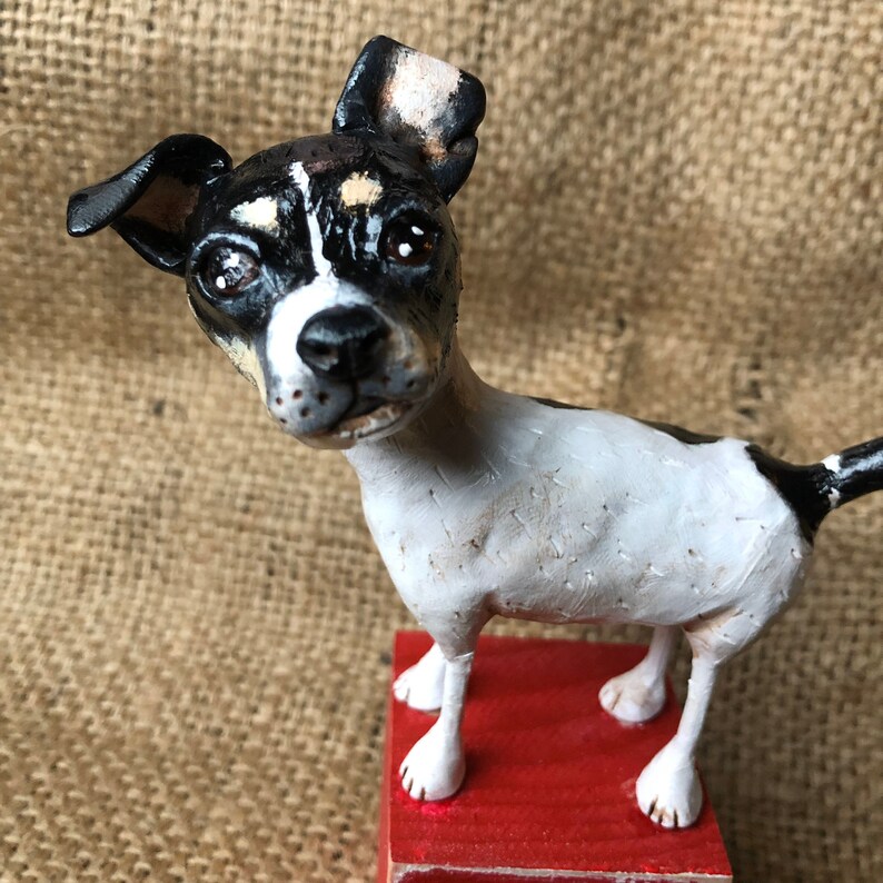 Custom Dog Sculpture art Memorial clay folk art pet portrait image 6