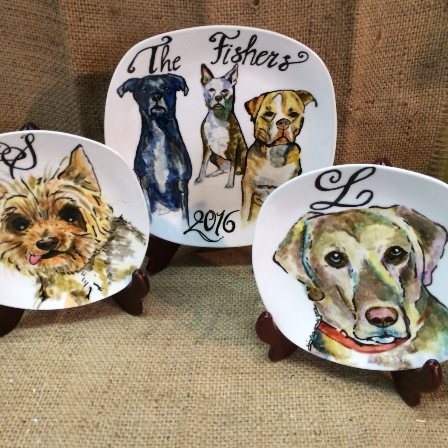 Large Custom Porcelain Hand Painted Dog Plate 10 for Etsy
