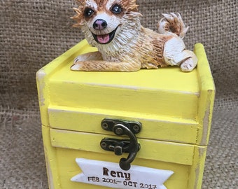 Small (up to 40 lbs) Personalized Pet Urn clay folk art sculpture or memorial based on your pets photo