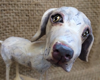 Customize or Memorialize your Dog clay folk art sculpture made from your pet photographs