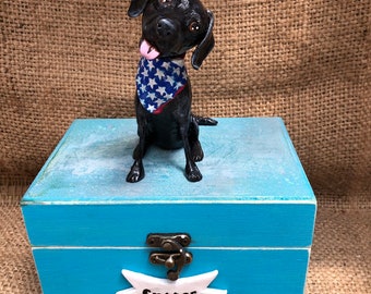 Personalized Pet Urn: Folk Art Dog Sculpture Memorial (84 lbs)