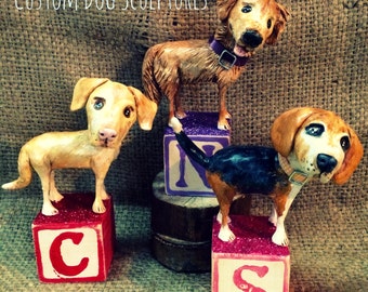 Pas uw honden AAN DRIE papieren klei hondensculpturen huisdierportret huisdier herdenking huisdier gelijkenis
