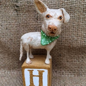 Custom Dog Sculpture art Memorial clay folk art pet portrait image 5