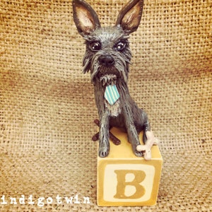 Custom Dog  Sculpture art  Memorial clay folk art pet portrait