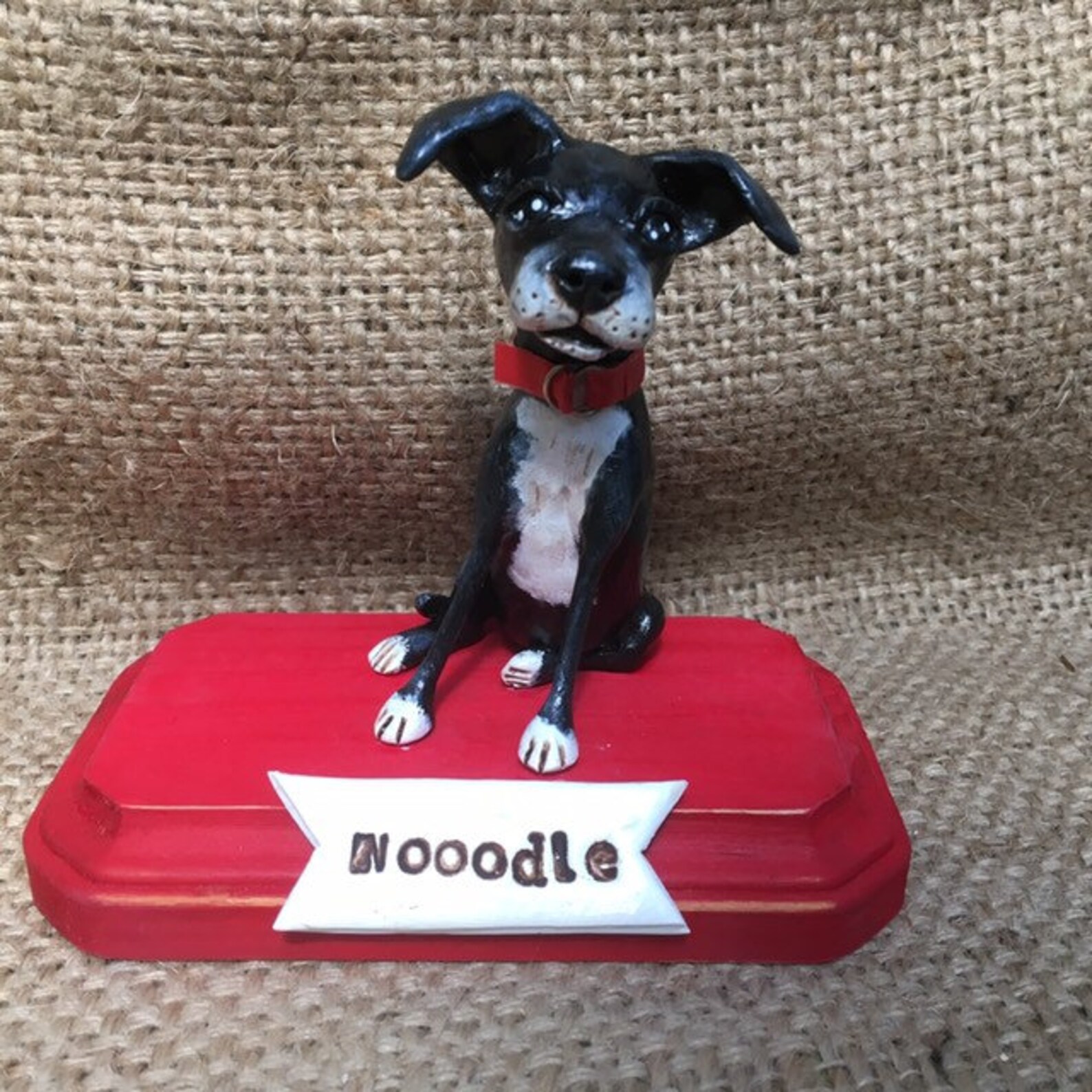 Custom Folk Art Dog Sculpture on Wooden Base Made to Order Etsy
