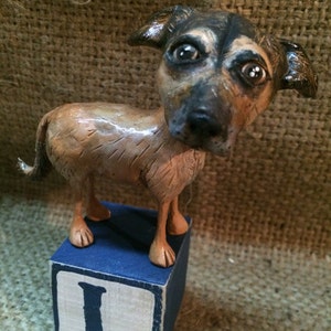 Custom Dog Sculpture art Memorial clay folk art pet portrait image 2