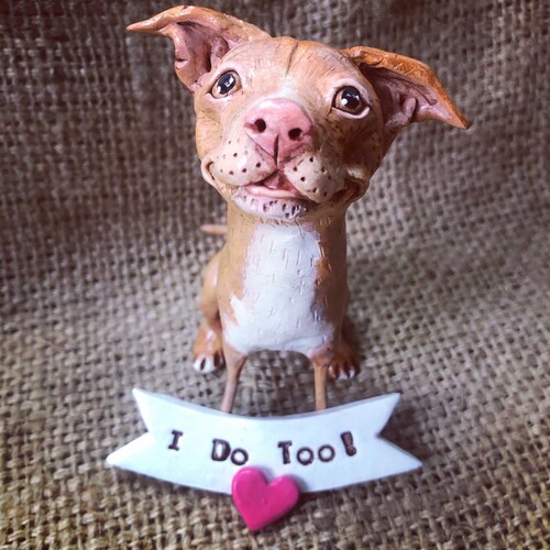Customize your dog Pet shops Puppy Grooms Wedding Cake Topper folk art clay sculpture