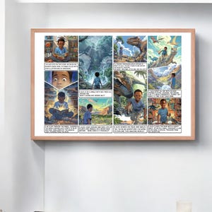 História em quadrinhos, presente ilustrado personalizado para ele ou ela, pôster pessoal exclusivo com diálogos e cenas, arte de parede para escritório em casa