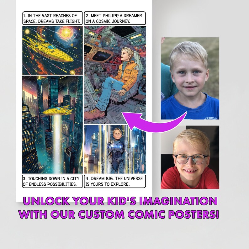 Personalized Comic Style Poster, Custom Sci-fi Adventure Artwork ...