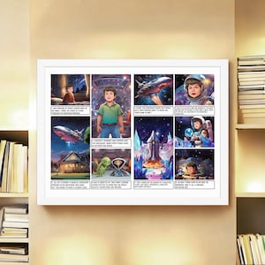 Regalo personalizado para niños, póster infantil personalizado, cómic navideño, aventura de búsqueda y hallazgo, regalo de cumpleaños o Pascua para nietos