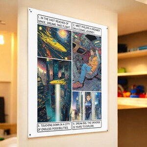 Poster di fumetti personalizzati, arte di fumetti personalizzata da foto, regalo unico per figlio, adolescente, bambini, poster con nome di supereroe, regalo di compleanno