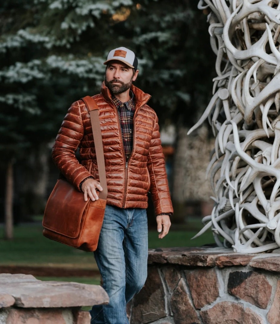 Veste Bomber En Cuir D'agneau Véritable Marron Homme Zayn Leather - Fait Main, Doublure, Toutes Saisons