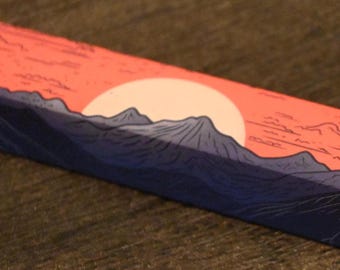 Spacebar Keycap Amber Sky Mountain Sunset Design Custom Mechanical Keyboard Minimalist Desk Accessory