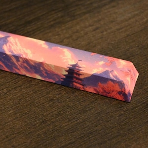 Sakura Cherry Blossom Spacebar Keycap | Japanese Temple Mountain Design