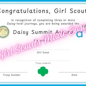 Daisy Summit Award – Certificate of Achievement