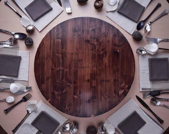 Wood Lazy Susan with Personalized | Handcrafted Rotating Centerpiece