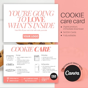 Cookie Care Card, Canva Template Einfach zu bearbeiten und zu personalisieren
