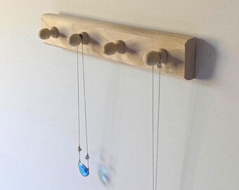 Soporte de madera hecho a mano para collares, estante personalizado para collares de pared, decoración minimalista, organizador para exhibición de joyas, decoración de pared de madera