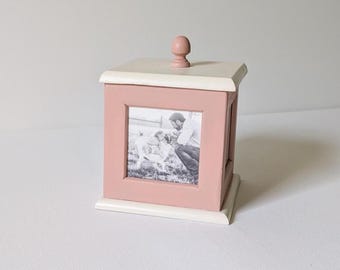 Caja de recuerdos para baby shower de niña, regalo para bebé niño para su primer cumpleaños, idea de decoración de guardería estilo cabaña, portajoyas para fotos de niño