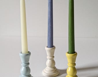 Portavelas de madera de 4 pulgadas para decoración de mesa de fiesta colorida para velas, decoración de boda, decoración de mesa de novia de color, decoración de fiesta de boda de estilo vintage