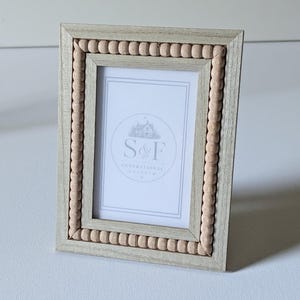boho wood beaded frame for 4x6 picture wedding decor