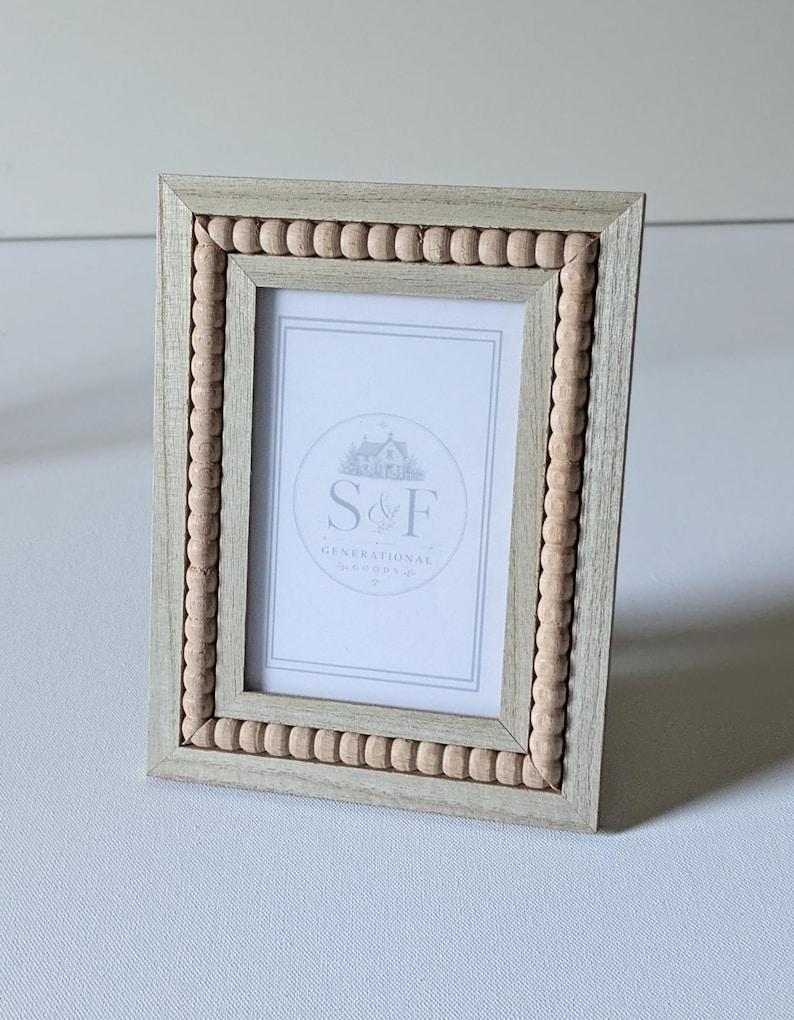 boho wood beaded frame for 4x6 picture wedding decor