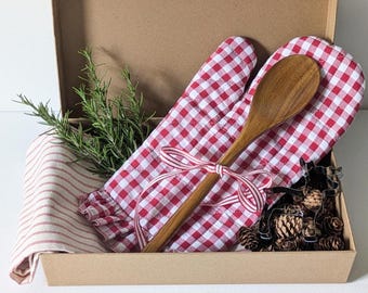 Set de regalo navideño para anfitriona, idea de regalo navideño para amantes de las galletas, set de repostería de estilo rústico moderno, kit de repostería para una cocina acogedora.