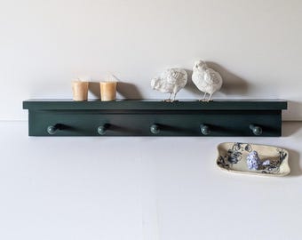 Estante de madera con ganchos para pared, ideal para recibidor, guardar chaquetas, colgar bolsos o como perchero. Decoración rústica de madera para el hogar y la sala de estar.